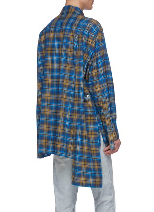 Back View - Click To Enlarge - WOOYOUNGMI - Asymmetric hem tartan plaid shirt