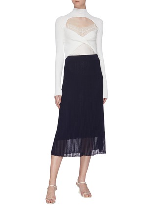 Figure View - Click To Enlarge - DION LEE - 'Twist' cutout back rib knit cropped top