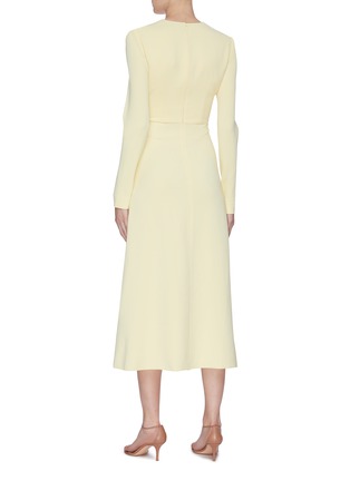 Back View - Click To Enlarge - DION LEE - 'Pierced' gathered cutout front drape crepe dress