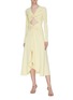 Figure View - Click To Enlarge - DION LEE - 'Pierced' gathered cutout front drape crepe dress