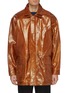 Main View - Click To Enlarge - MARTIN ASBJØRN - Layered collar croc embossed leather oversized parka