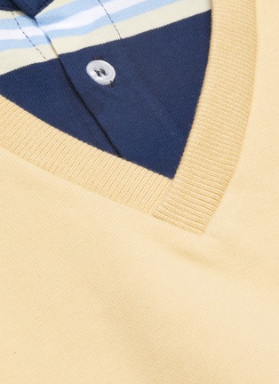  - MARTIN ASBJØRN - Contrast vest panel patchwork stripe polo shirt