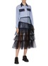 Figure View - Click To Enlarge - ENFÖLD - Belted tiered tulle skirt
