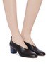 Figure View - Click To Enlarge - GRAY MATTERS - 'Mildred' cube heel choked-up leather pumps