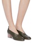 Figure View - Click To Enlarge - GRAY MATTERS - 'Mildred' cube heel choked-up leather pumps