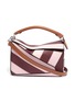 Main View - Click To Enlarge - LOEWE - 'Puzzle Rugby' stripe patchwork small leather bag