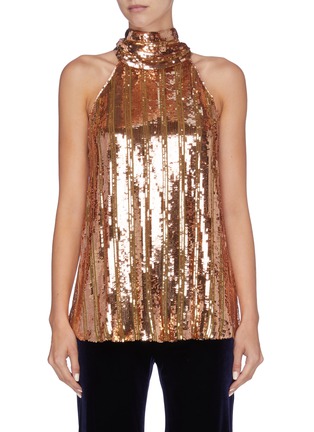 Main View - Click To Enlarge - GALVAN LONDON - 'Stardust' sash tied neck sequin sleeveless top