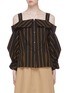 Main View - Click To Enlarge - PORTSPURE - Cold shoulder stripe blouse