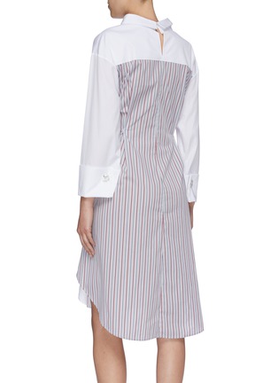 Back View - Click To Enlarge - PORTSPURE - Sleeve tie colourblock stripe panel shirt dress
