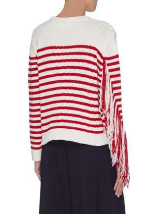 Back View - Click To Enlarge - PORTSPURE - Frayed panel stripe sweater