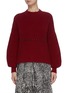 Main View - Click To Enlarge - PORTSPURE - Puff sleeve contrast stitch sweater