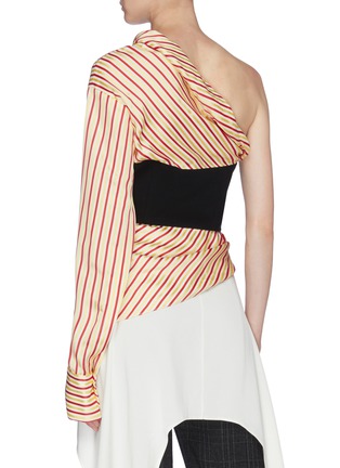 Back View - Click To Enlarge - HELLESSY - 'Paloma' contrast bustier panel stripe one-shoulder top