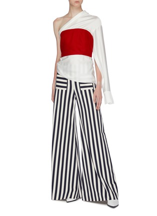 Figure View - Click To Enlarge - HELLESSY - 'Luc' patch pocket stripe twill herringbone wide leg pants