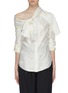 Main View - Click To Enlarge - HELLESSY - 'Leandra' knot panel bee embroidered one-shoulder shirt