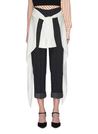 Main View - Click To Enlarge - HELLESSY - 'Avedon' tie waist drape panel check plaid pants