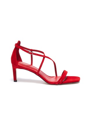 Main View - Click To Enlarge - PEDDER RED - Strappy suede sandals