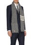 Figure View - Click To Enlarge - THOM BROWNE  - Patch pocket stripe wool-mohair cable knit scarf