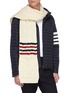 Figure View - Click To Enlarge - THOM BROWNE  - 'Aran' patch pocket stripe cable knit scarf