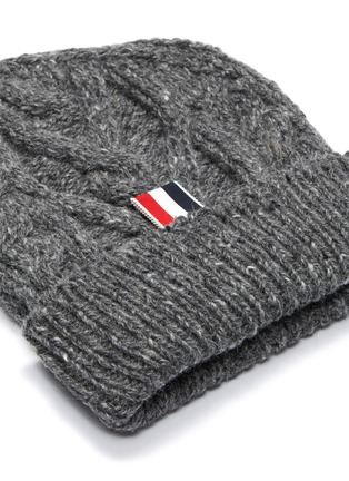 Detail View - Click To Enlarge - THOM BROWNE  - Wool-mohair cable knit beani