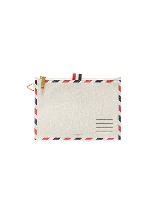 Main View - Click To Enlarge - THOM BROWNE  - Airmail print pebble grain leather zip pouch