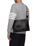 Figure View - Click To Enlarge - THOM BROWNE  - Large pebble grain leather crossbody folio pouch