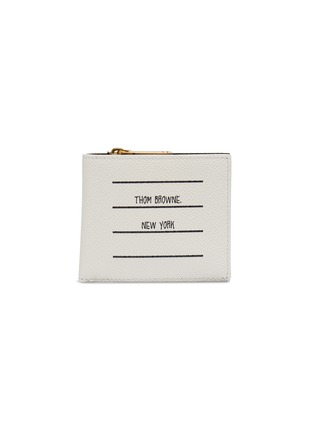 Main View - Click To Enlarge - THOM BROWNE  - Label print colourblock leather coin bifold wallet