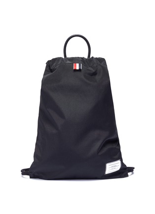 Main View - Click To Enlarge - THOM BROWNE  - Leather handle drawstring bag