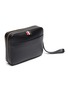 Detail View - Click To Enlarge - THOM BROWNE  - Label print colourblock pebble grain leather pouch