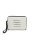 Main View - Click To Enlarge - THOM BROWNE  - Label print colourblock pebble grain leather pouch