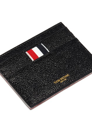 Detail View - Click To Enlarge - THOM BROWNE  - Colourblock edge pebble grain leather cardholder