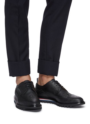 Figure View - Click To Enlarge - THOM BROWNE  - Stripe outsole pebble grain leather brogue Derbies