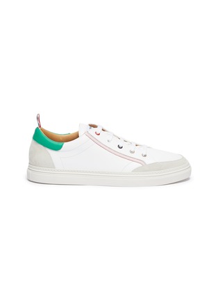 Main View - Click To Enlarge - THOM BROWNE  - Contrast stripe leather tennis sneakers