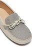 Detail View - Click To Enlarge - TOD’S - 'Gommini' tie glitter leather toddler driving shoes