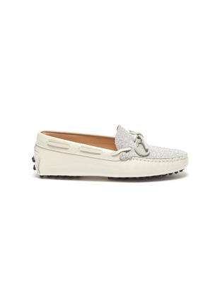 Main View - Click To Enlarge - TOD’S - 'Gommini' tie patent leather glitter kids loafers