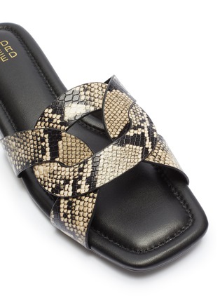 Detail View - Click To Enlarge - PEDDER RED - 'Cameron' loop snake embossed leather slide sandals