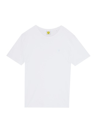 Main View - Click To Enlarge - YEAH RIGHT NYC - Smiley embroidered organic cotton unisex T-shirt