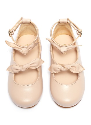 Figure View - Click To Enlarge - CHLOÉ - Ankle strap bow leather infant flats