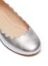 Detail View - Click To Enlarge - CHLOÉ - Scalloped metallic leather kids flats