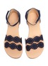 Figure View - Click To Enlarge - CHLOÉ - Stud scalloped ankle strap suede kids sandals