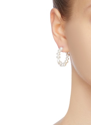 Figure View - Click To Enlarge - HOLLY RYAN - Keshi pearl 9k gold hoop earrings