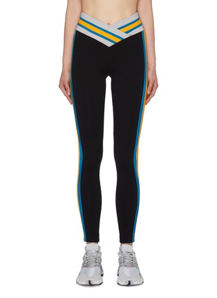 Main View - Click To Enlarge - NO KA’OI - 'Halftime' notched waist stripe outseam performance leggings