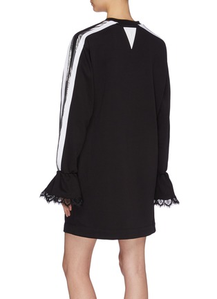 Back View - Click To Enlarge - NO KA’OI - 'Gallant' lace stripe sleeve sweat dress