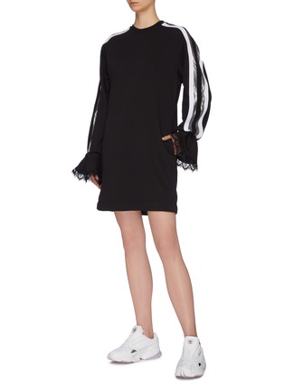 Figure View - Click To Enlarge - NO KA’OI - 'Gallant' lace stripe sleeve sweat dress