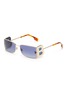 Main View - Click To Enlarge - BURBERRY - Metal B spoiler rectangular frame sunglasses