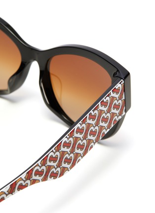 Detail View - Click To Enlarge - BURBERRY - Monogram print acetate oversized butterfly sunglasses