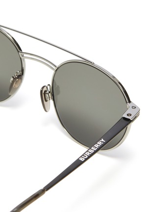 Detail View - Click To Enlarge - BURBERRY - Double bridge metal round sunglasses