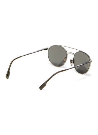 Figure View - Click To Enlarge - BURBERRY - Double bridge metal round sunglasses