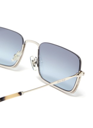 Detail View - Click To Enlarge - MIU MIU - Strass rim metal rectangular frame sunglasses