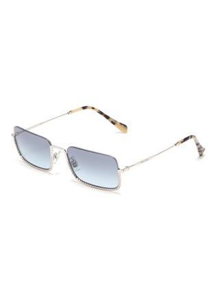 Main View - Click To Enlarge - MIU MIU - Strass rim metal rectangular frame sunglasses