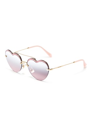 Main View - Click To Enlarge - MIU MIU - Mirror heart frame metal sunglasses